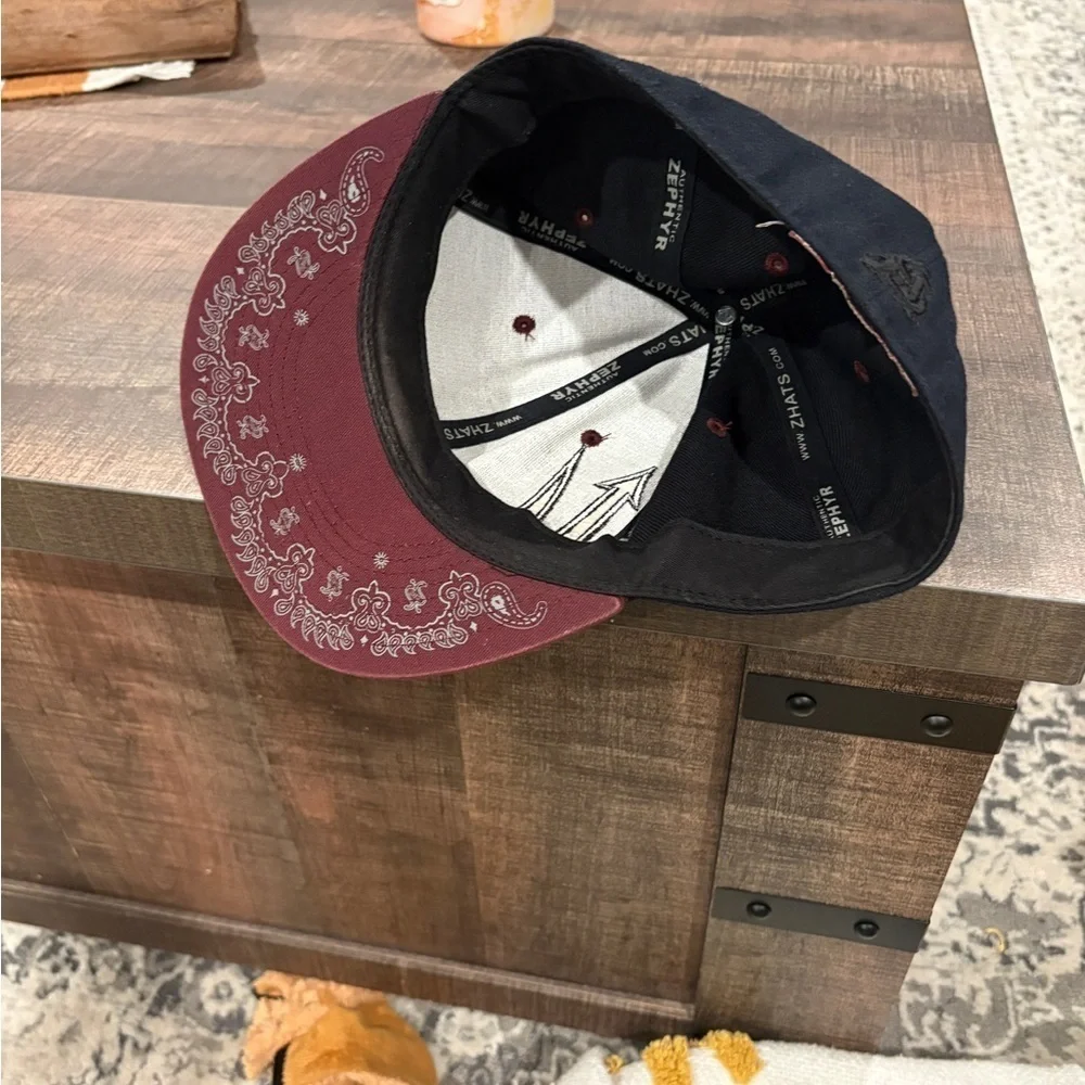 Zephyr Black Trimmed in Burgundy Baseball Hat
